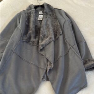 Elegant Gray Faux Fur Coat